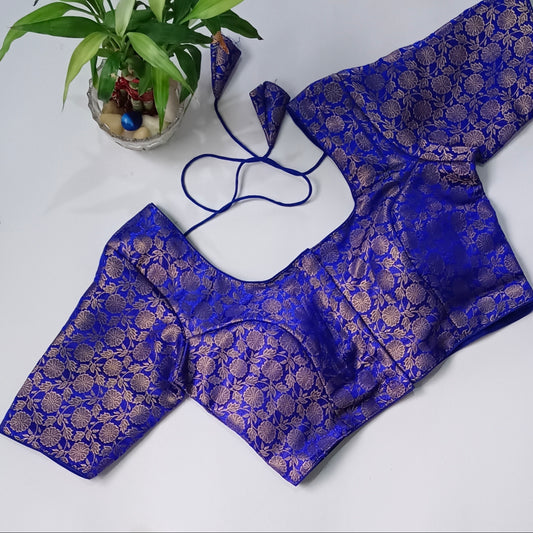 Classic Royal Blue Brocade Blouse(assorted)