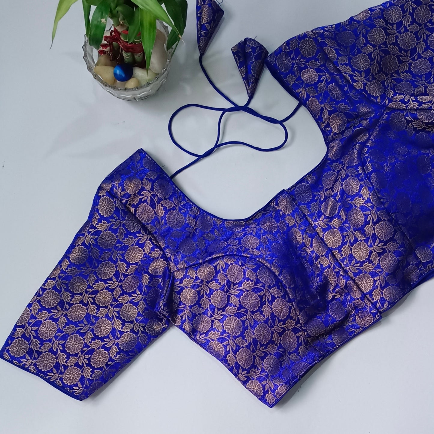 Classic Royal Blue Brocade Blouse(assorted)