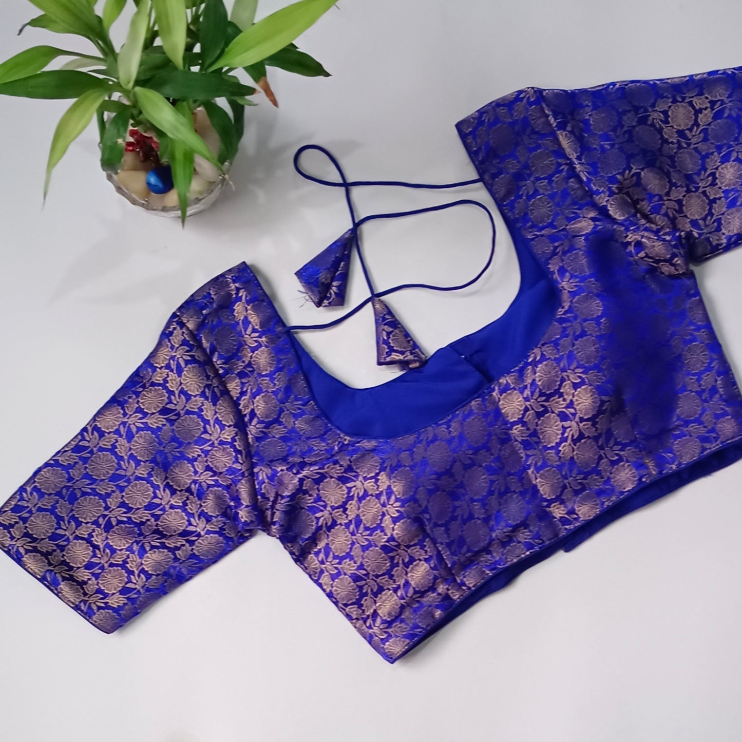 Classic Royal Blue Brocade Blouse(assorted)