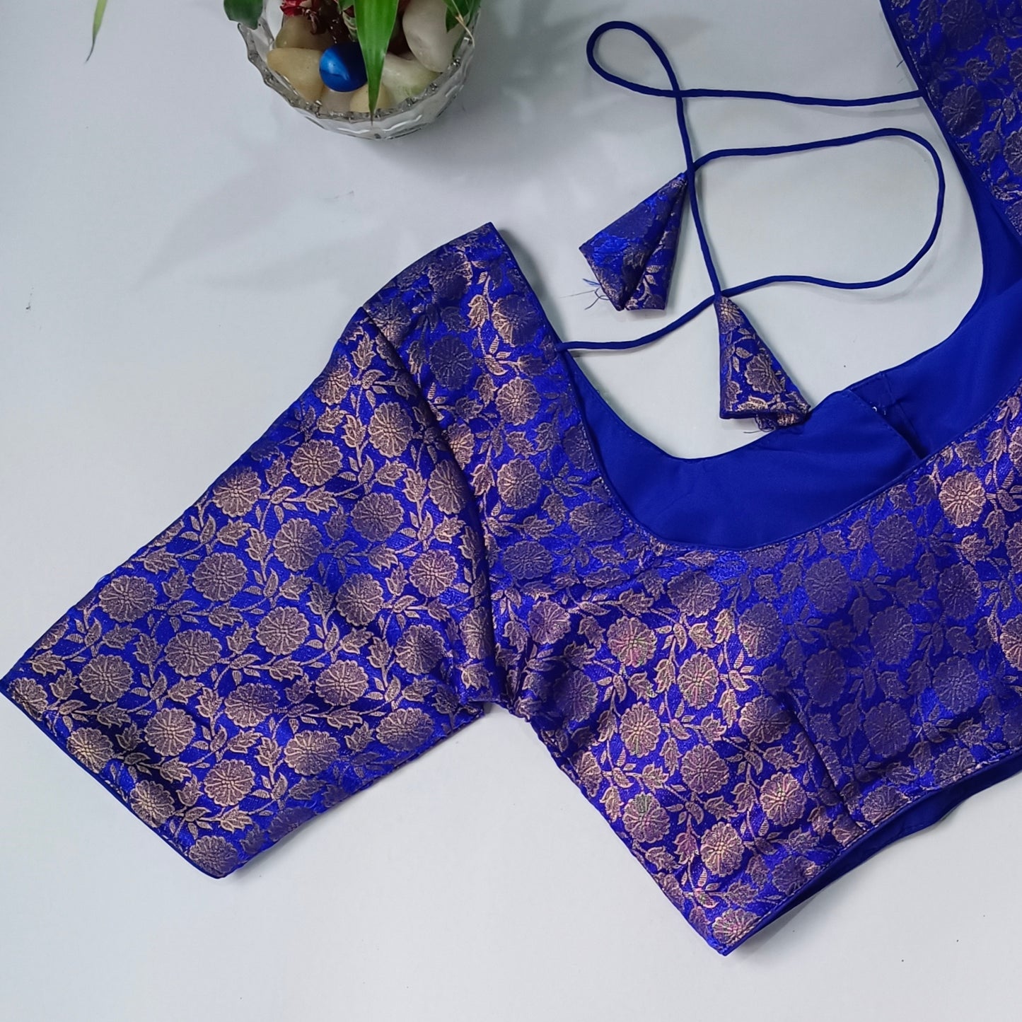 Classic Royal Blue Brocade Blouse(assorted)