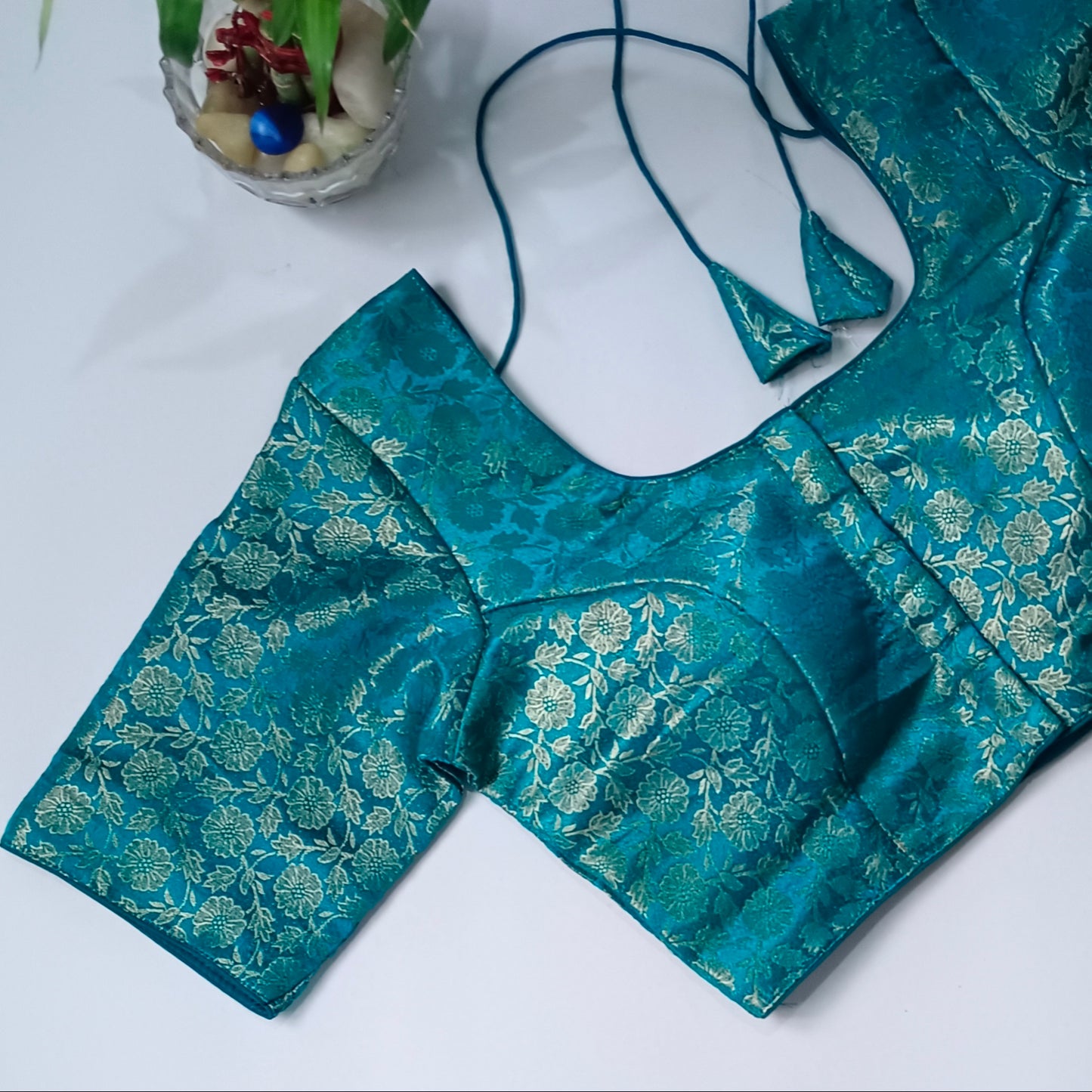 Classic Rama Blue Brocade Blouse(assorted)