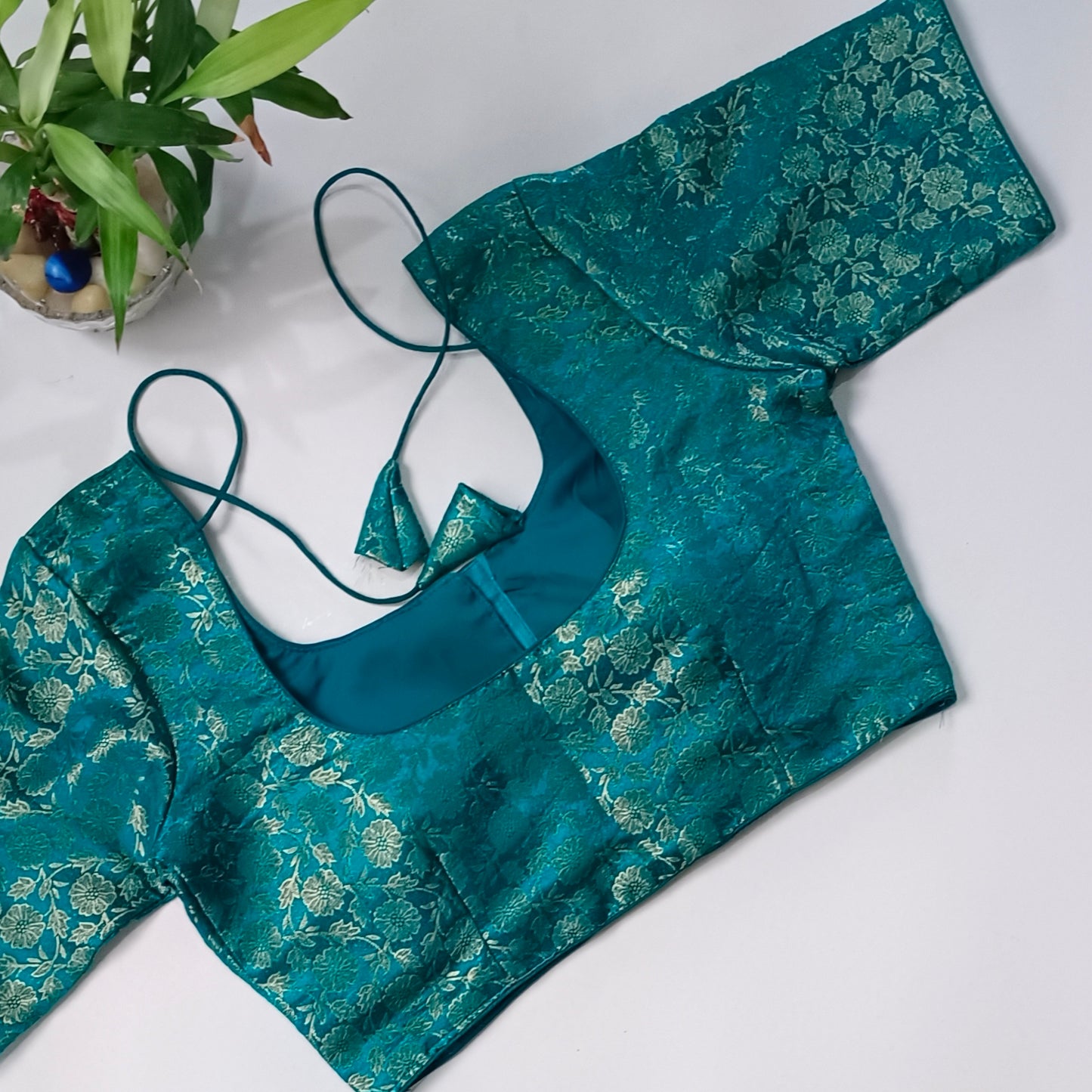 Classic Rama Blue Brocade Blouse(assorted)