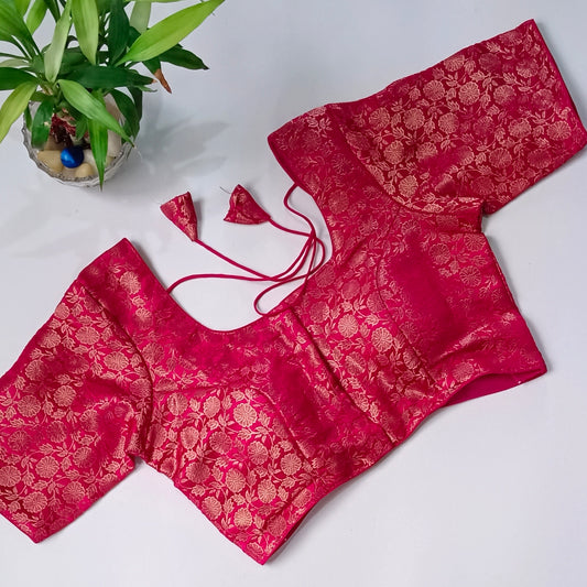 Classic Cherry Red Brocade Blouse(assorted)