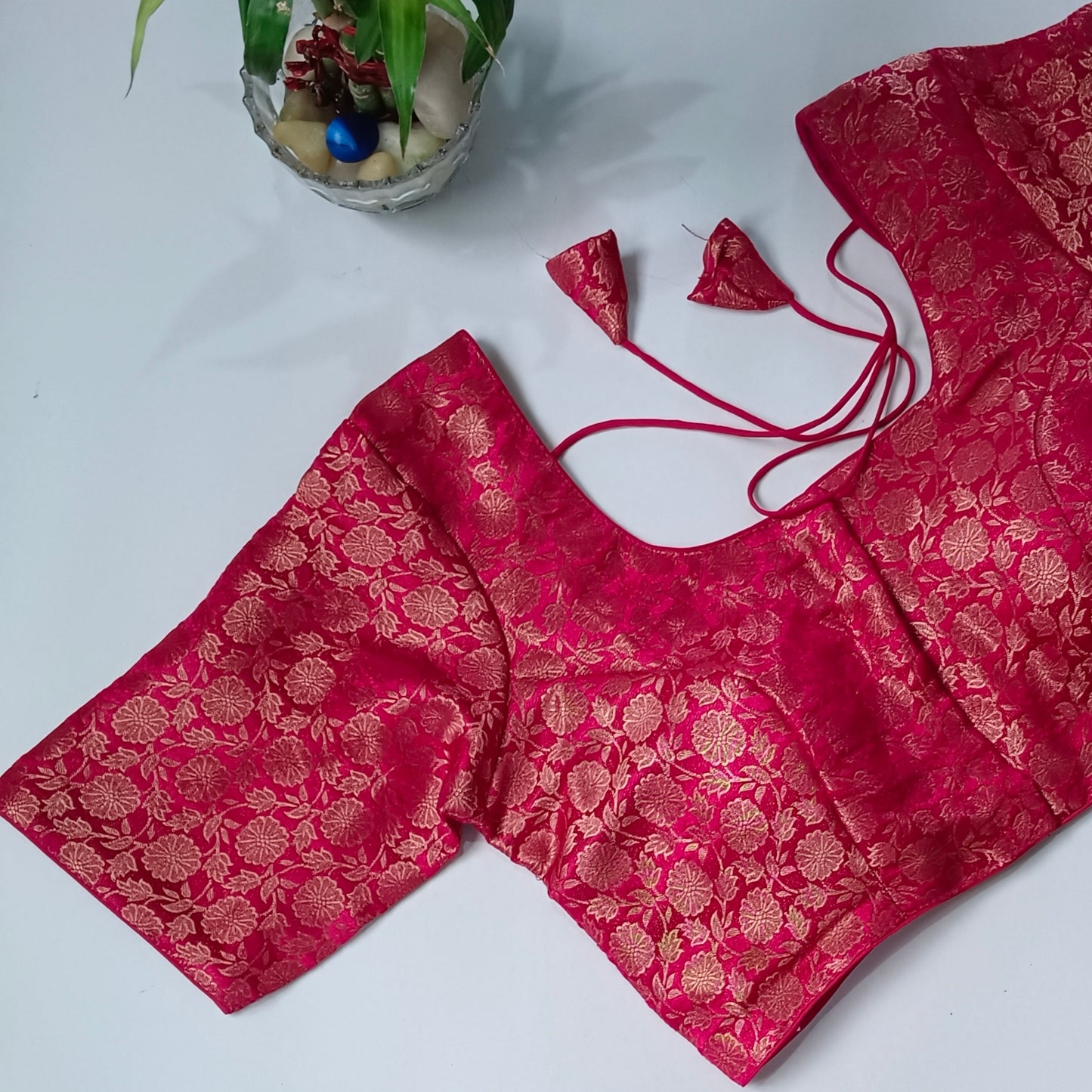 Classic Cherry Red Brocade Blouse(assorted)