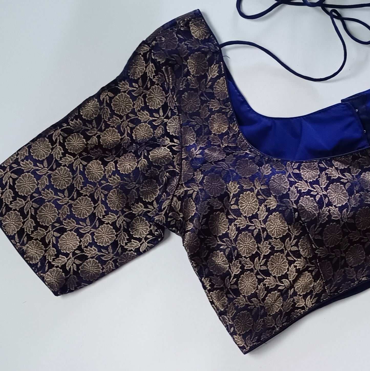 Classic Navy Blue Brocade Blouse(assorted)