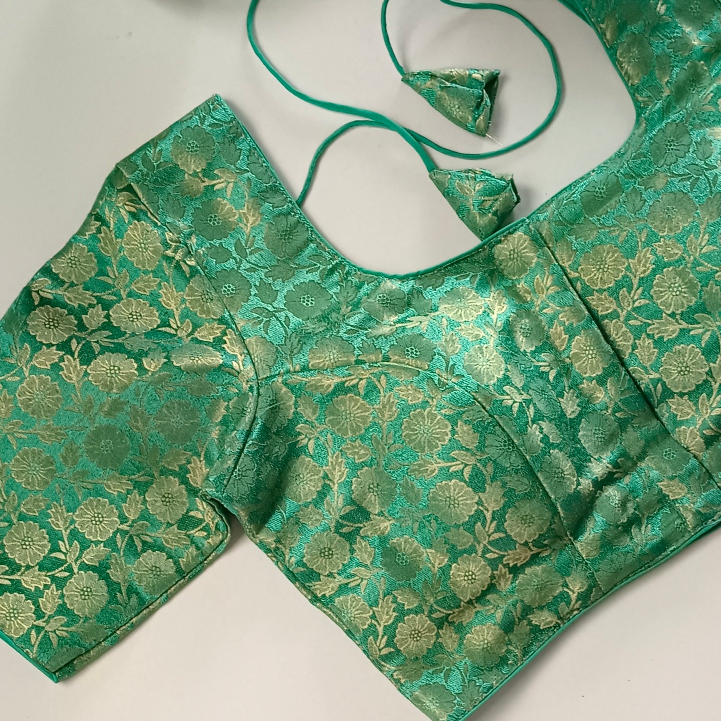 Classic Aqua Green Brocade Blouse(assorted)