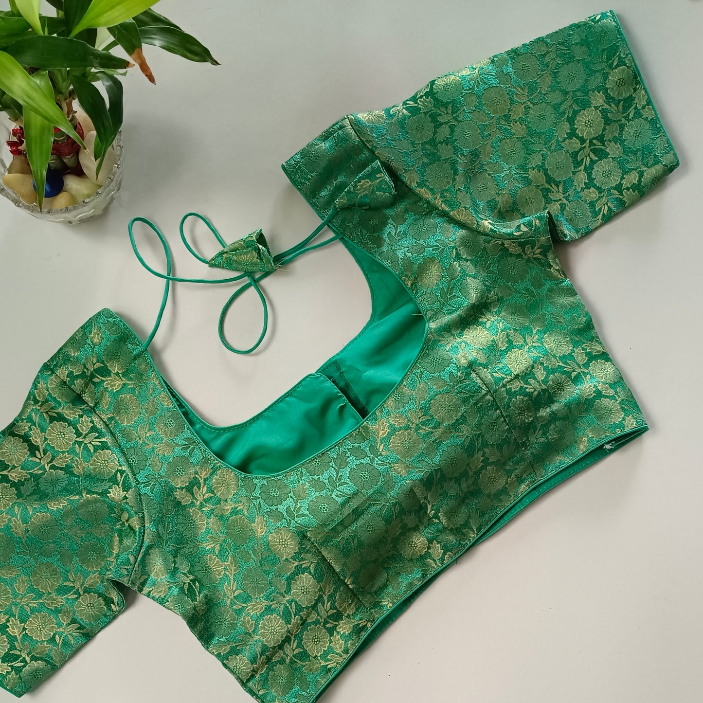 Classic Aqua Green Brocade Blouse(assorted)
