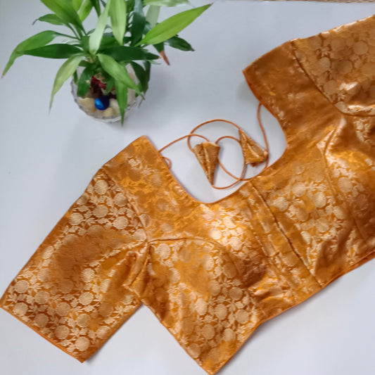 Classic Mustard Brocade Blouse(assorted)