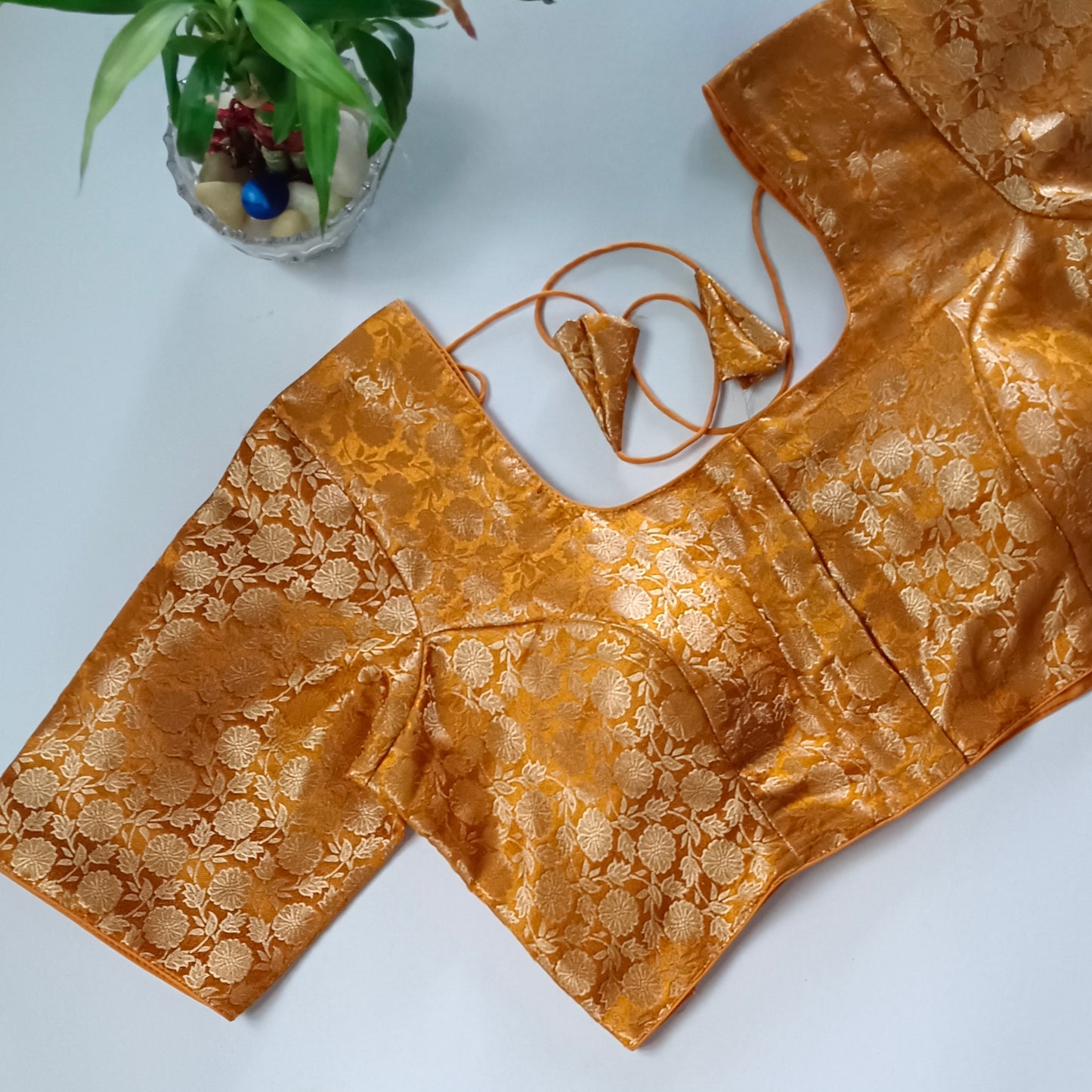 Classic Mustard Brocade Blouse(assorted)