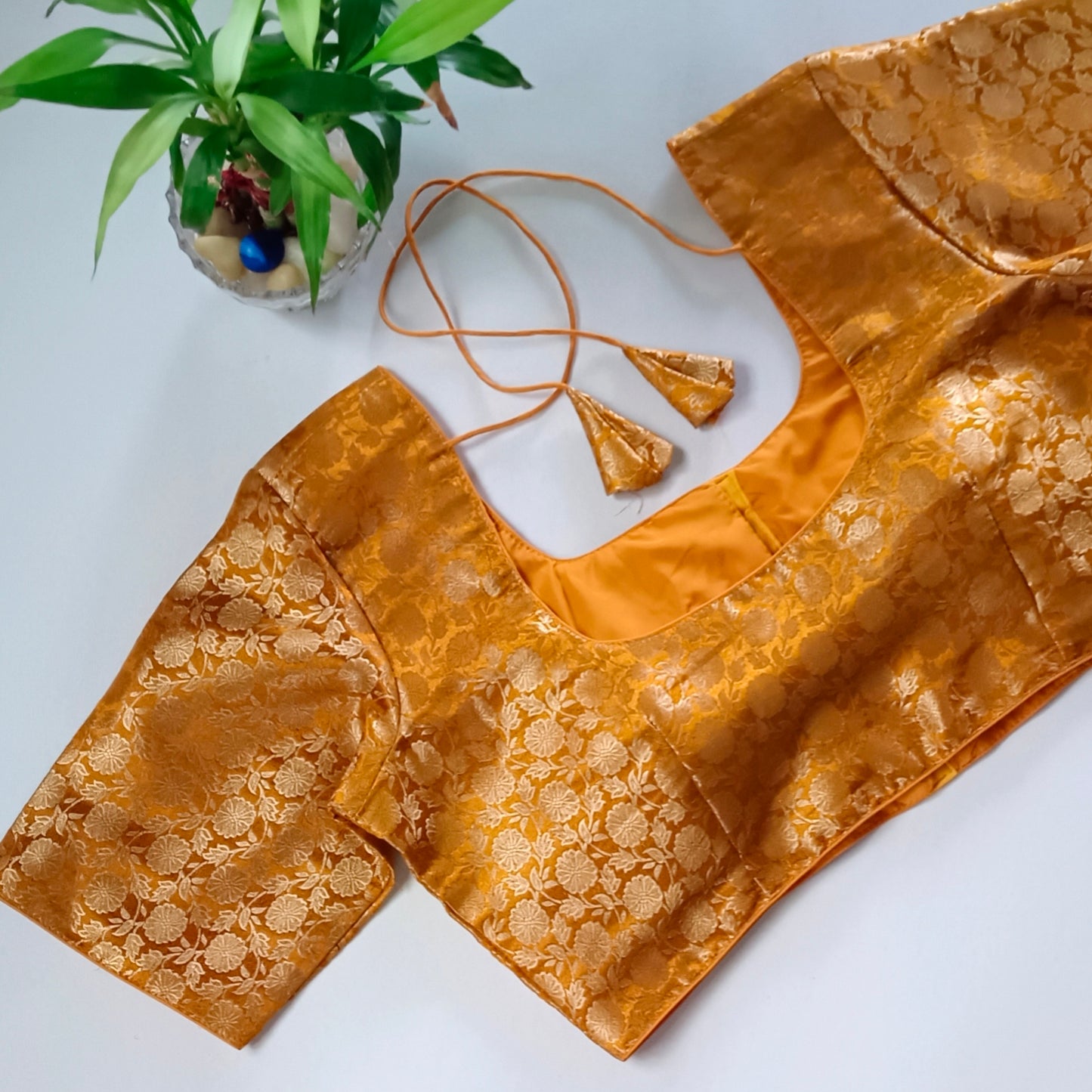 Classic Mustard Brocade Blouse(assorted)