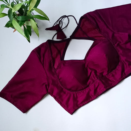 Wine Masaba Neck Plain Blouse