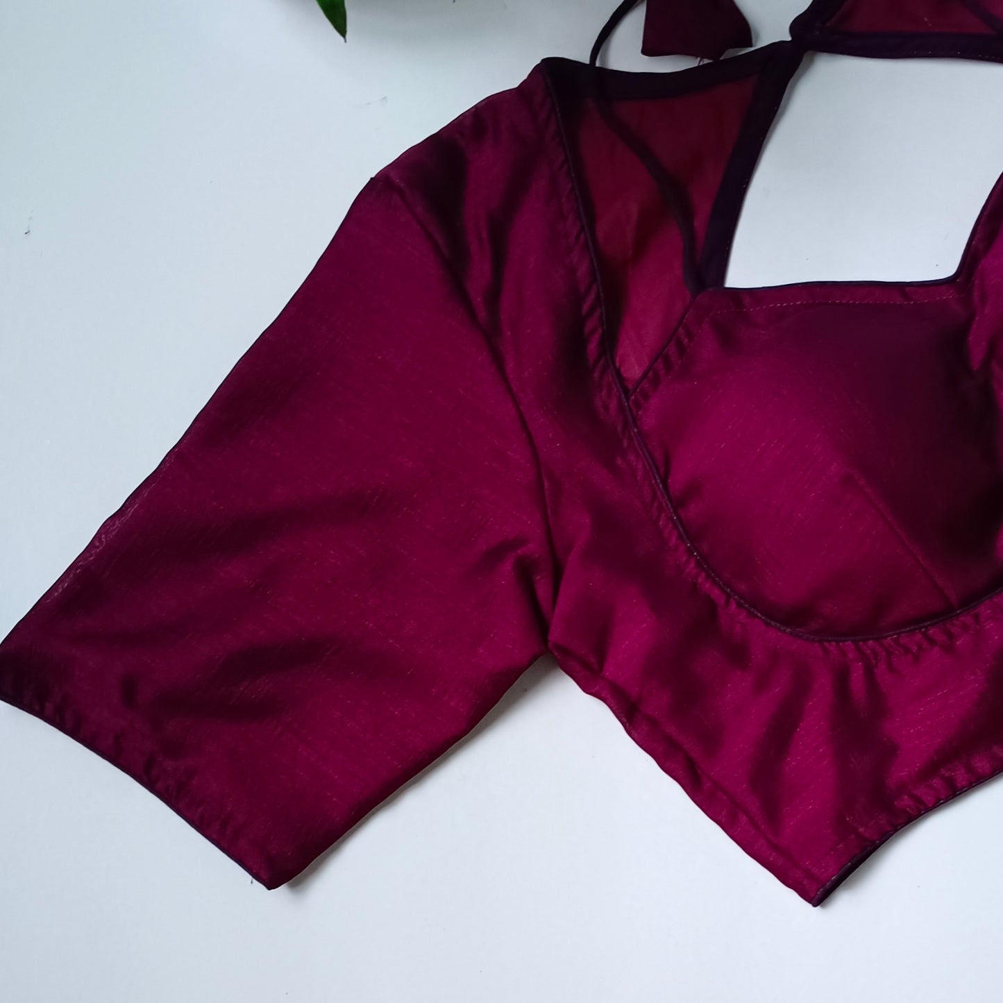 Wine Masaba Neck Plain Blouse