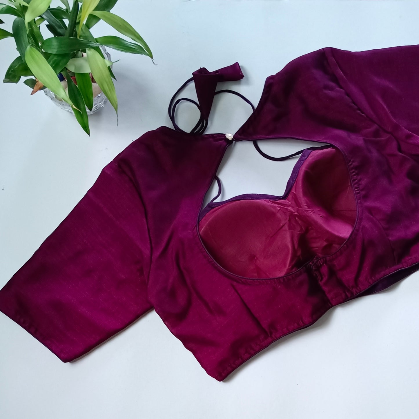 Wine Masaba Neck Plain Blouse