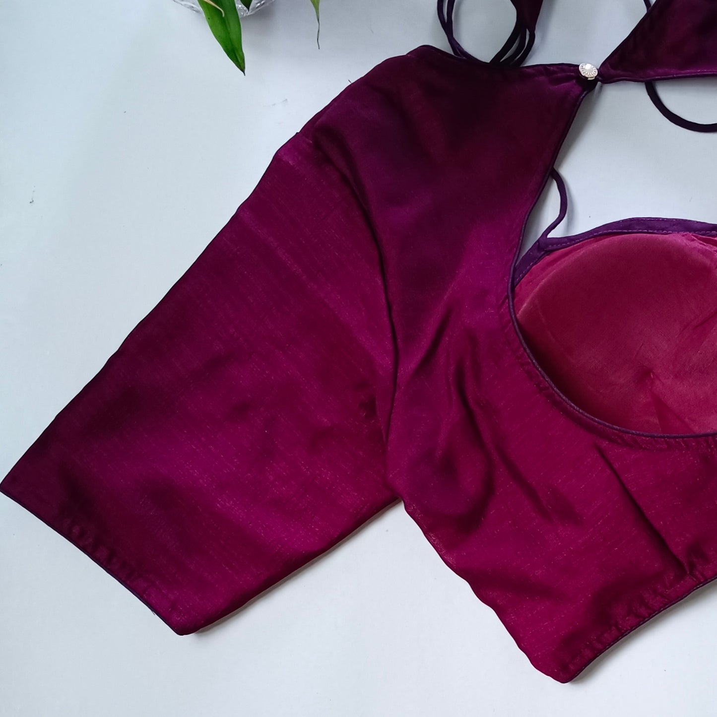 Wine Masaba Neck Plain Blouse