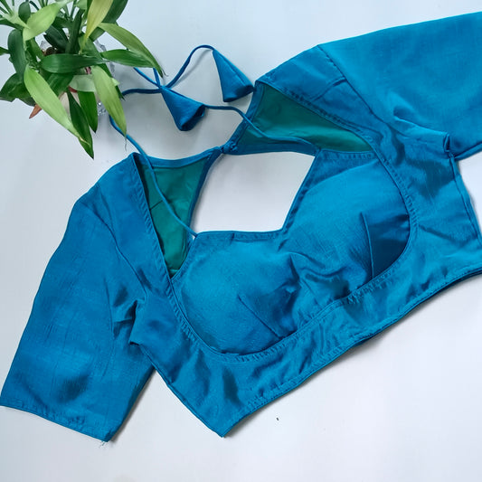 Blue Masaba Neck Plain Blouse