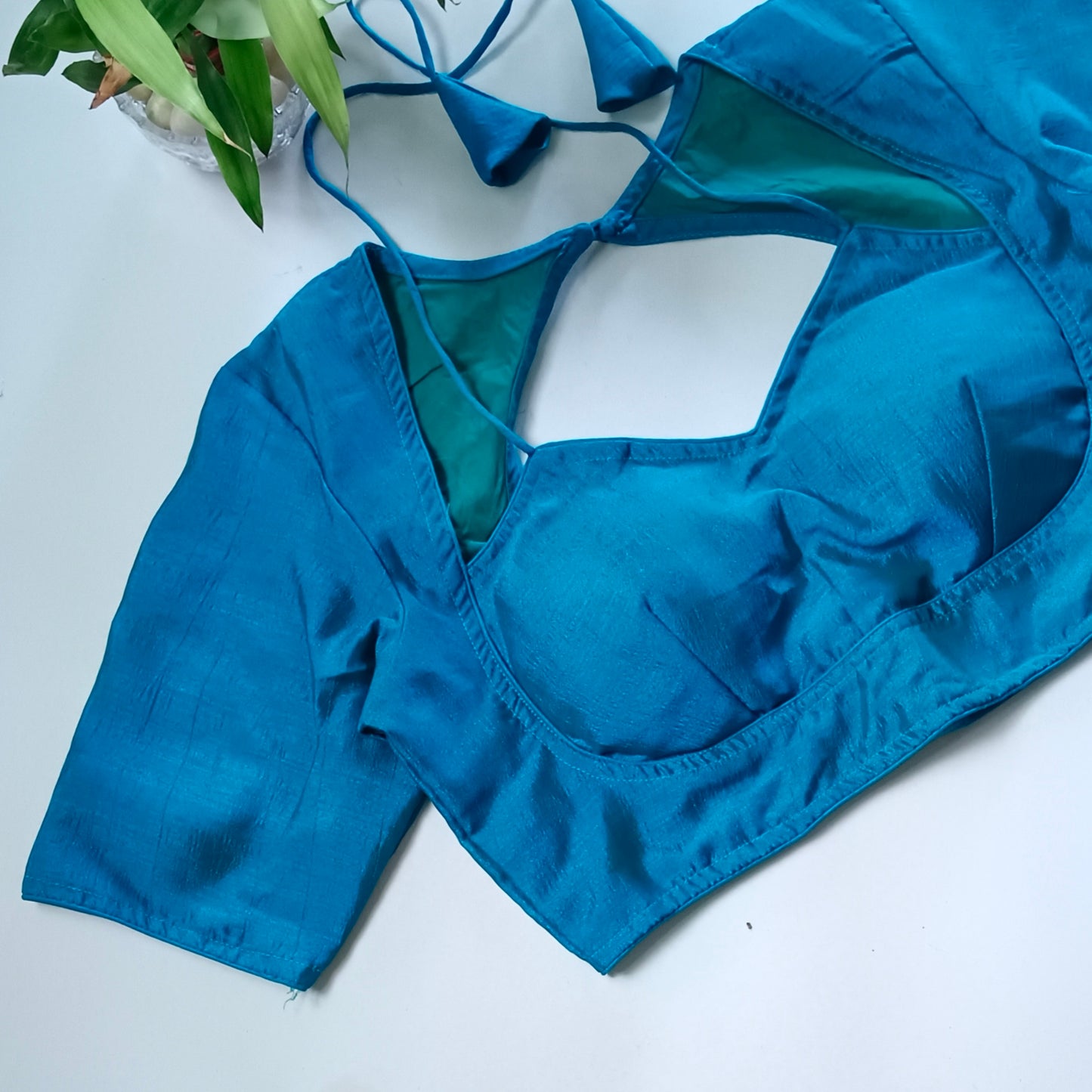 Blue Masaba Neck Plain Blouse