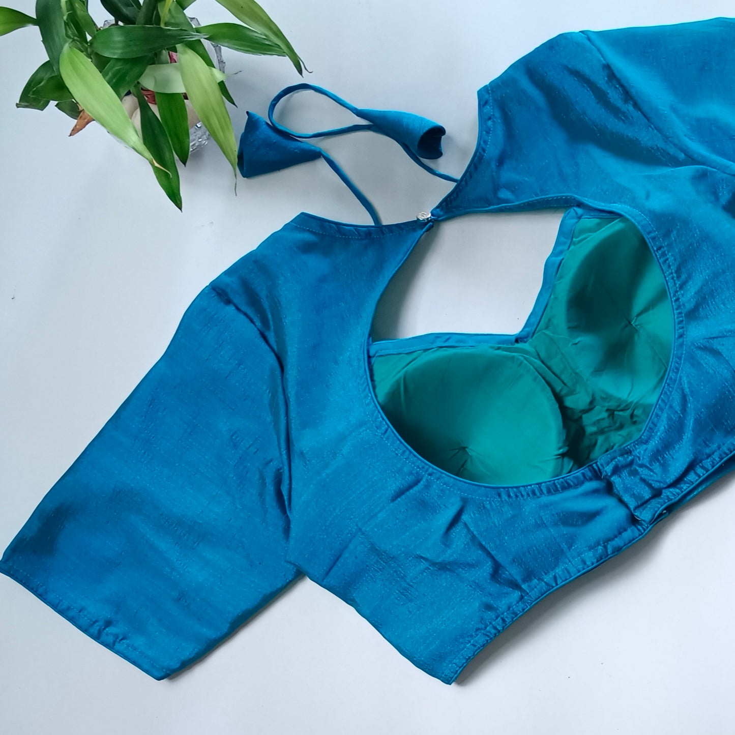 Blue Masaba Neck Plain Blouse