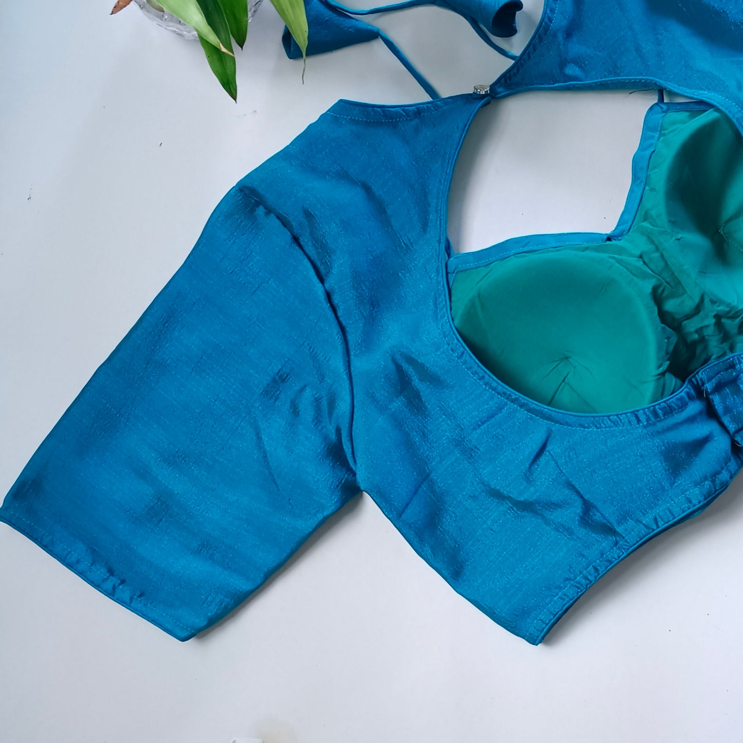 Blue Masaba Neck Plain Blouse