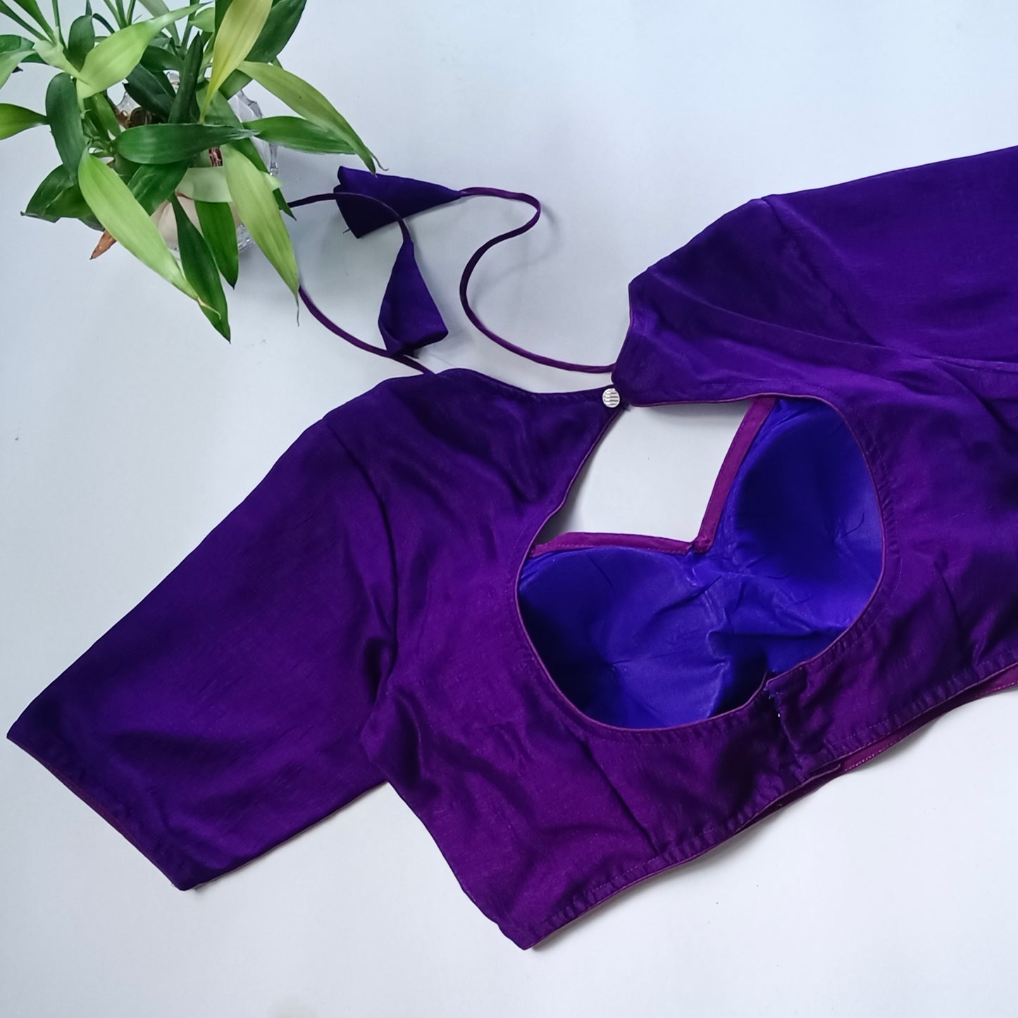 Purple Masaba Neck Plain Blouse