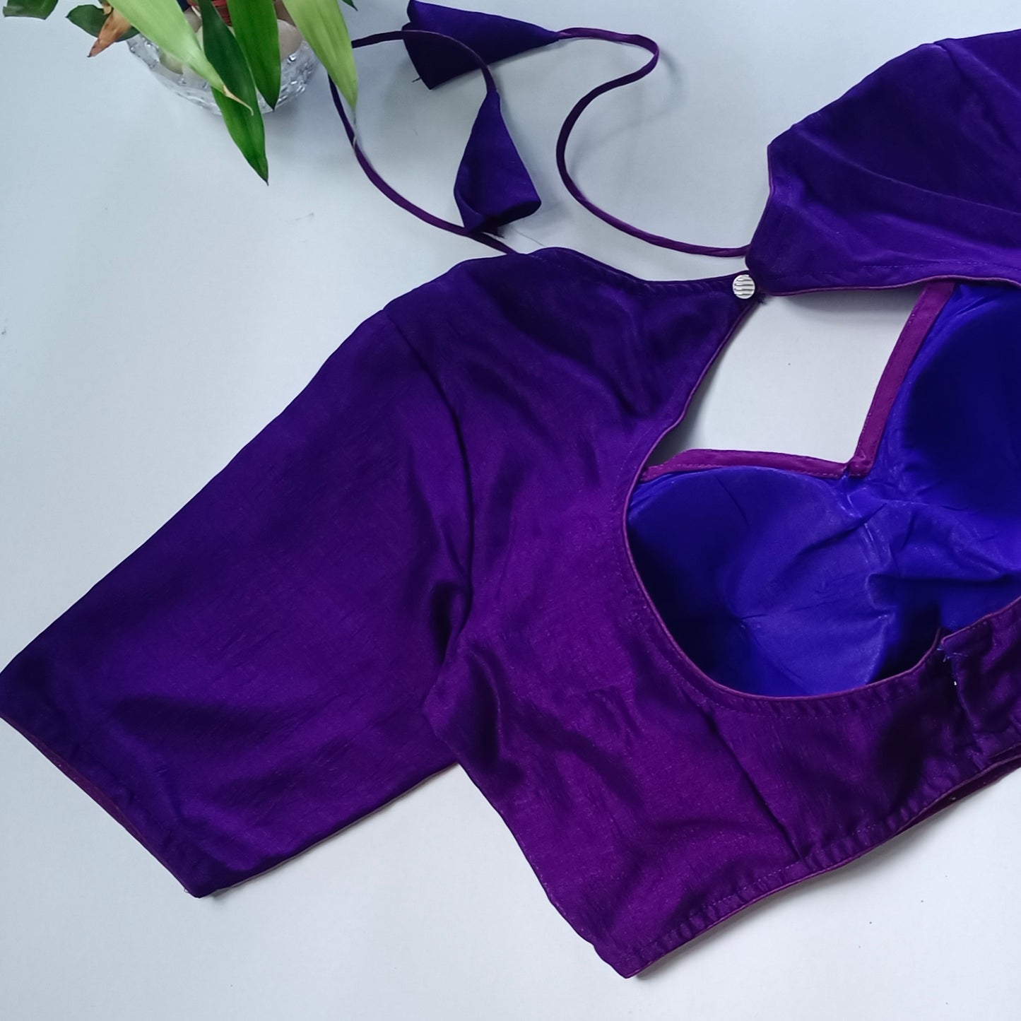 Purple Masaba Neck Plain Blouse