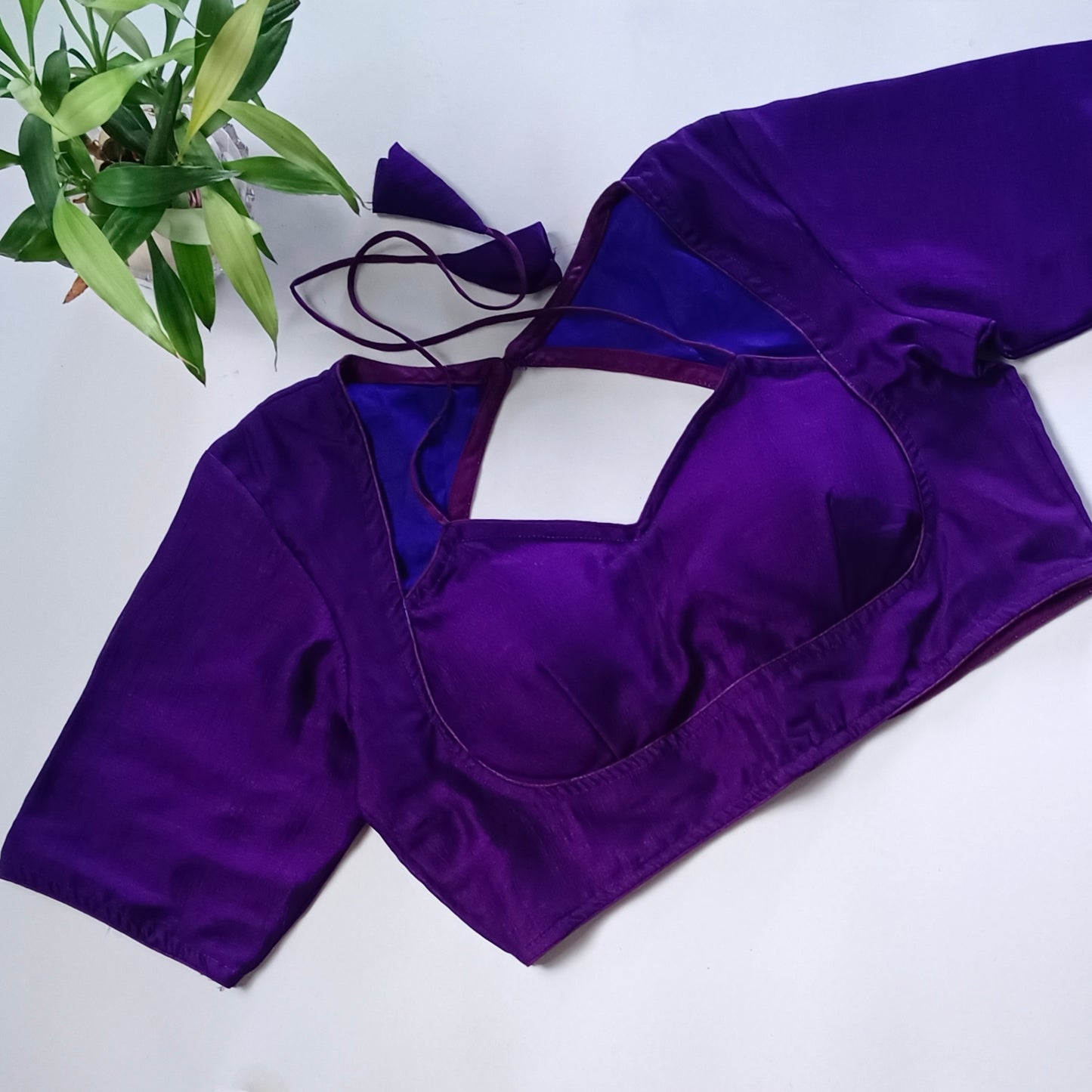 Purple Masaba Neck Plain Blouse