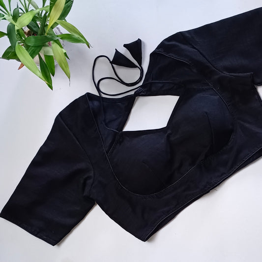 Black Masaba Neck Plain Blouse