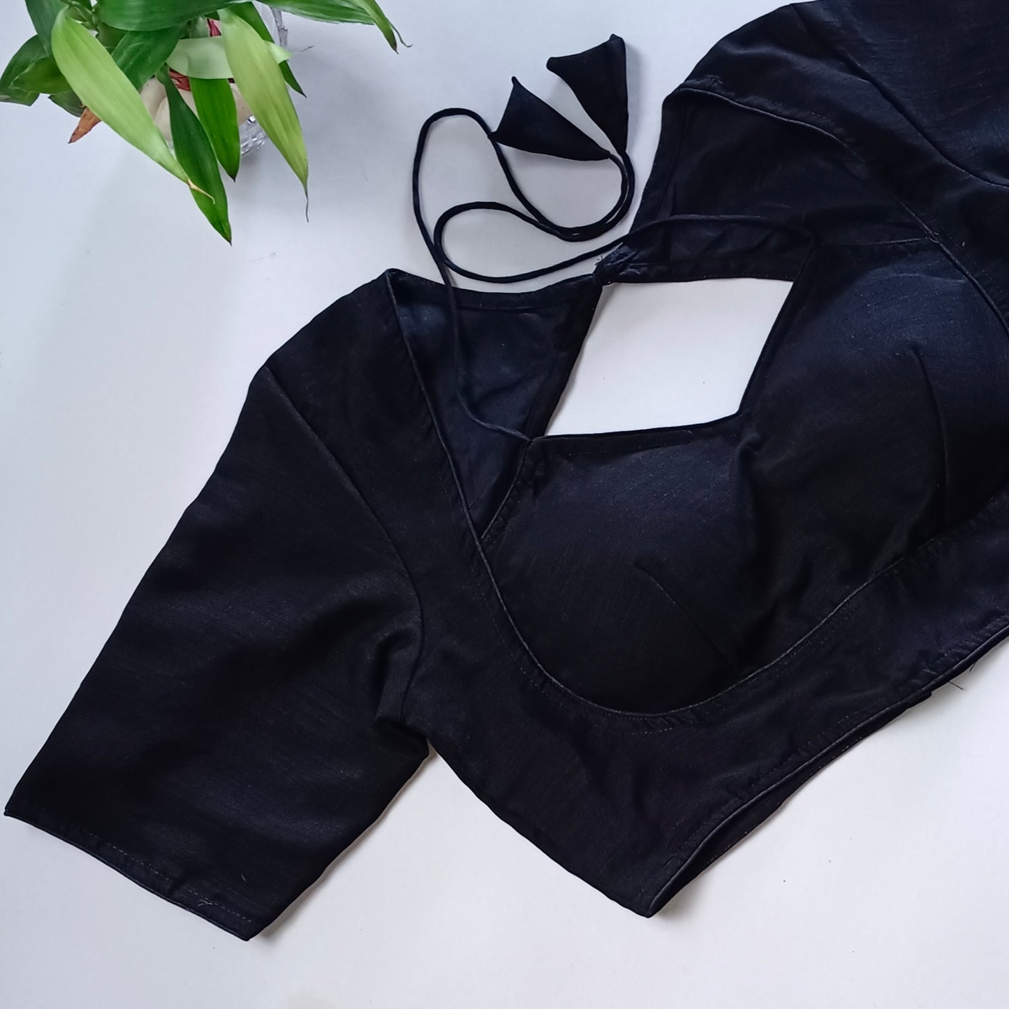Black Masaba Neck Plain Blouse