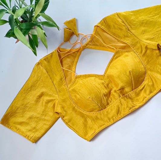 Yellow Masaba Neck Plain Blouse