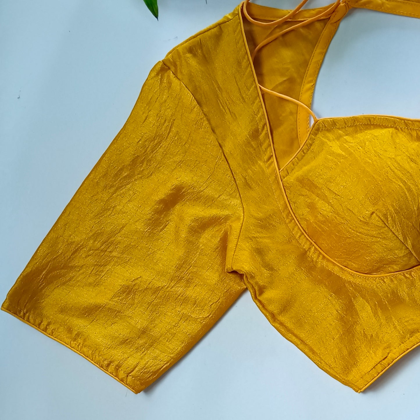 Yellow Masaba Neck Plain Blouse