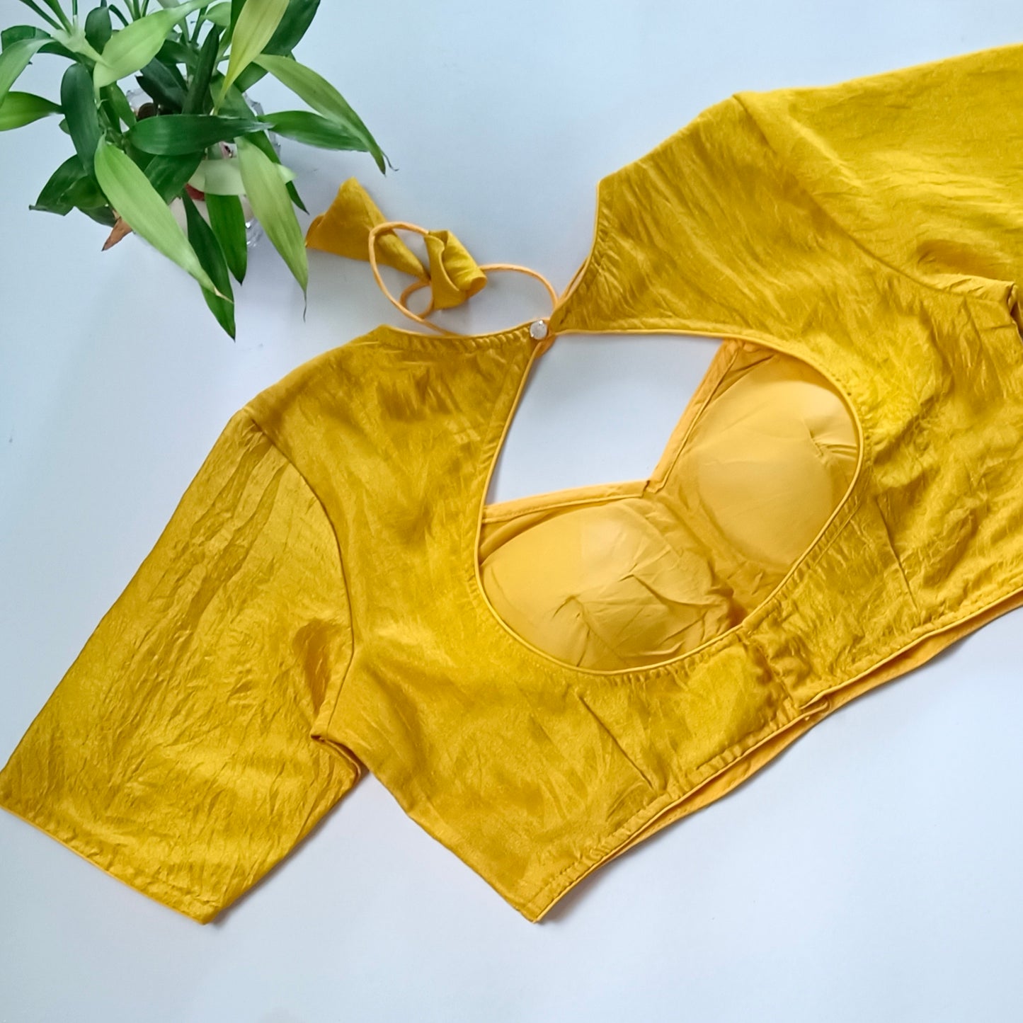 Yellow Masaba Neck Plain Blouse