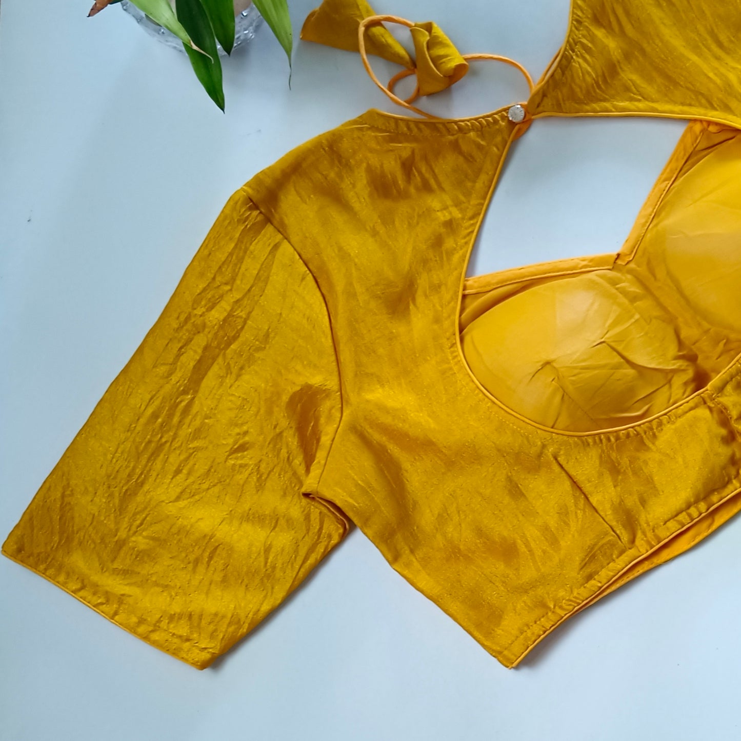 Yellow Masaba Neck Plain Blouse