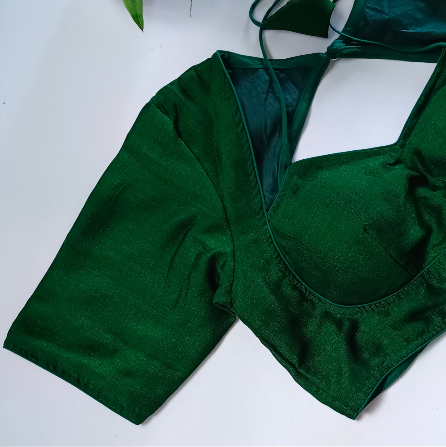 Bottle Green Masaba Neck Plain Blouse