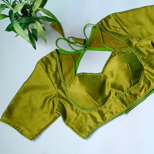 Olive Green Masaba Neck Plain Blouse