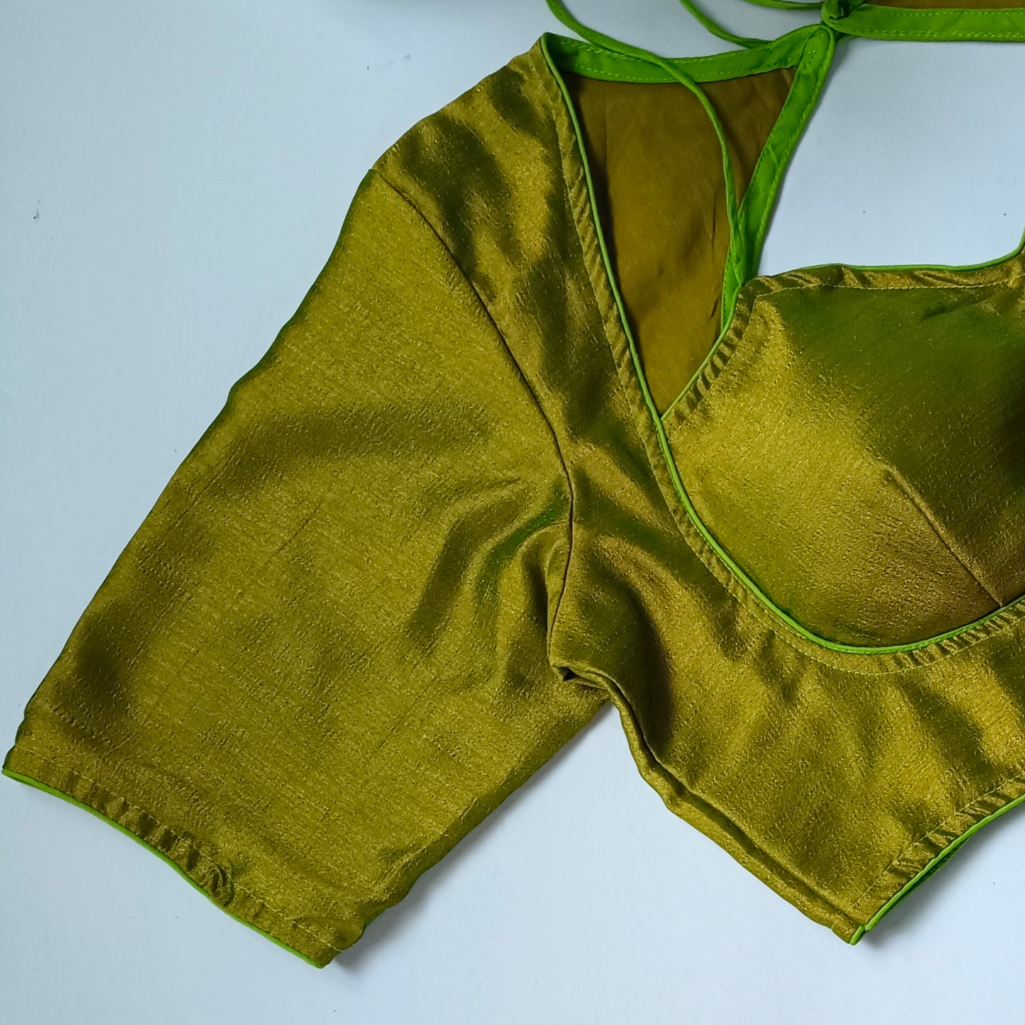 Olive Green Masaba Neck Plain Blouse
