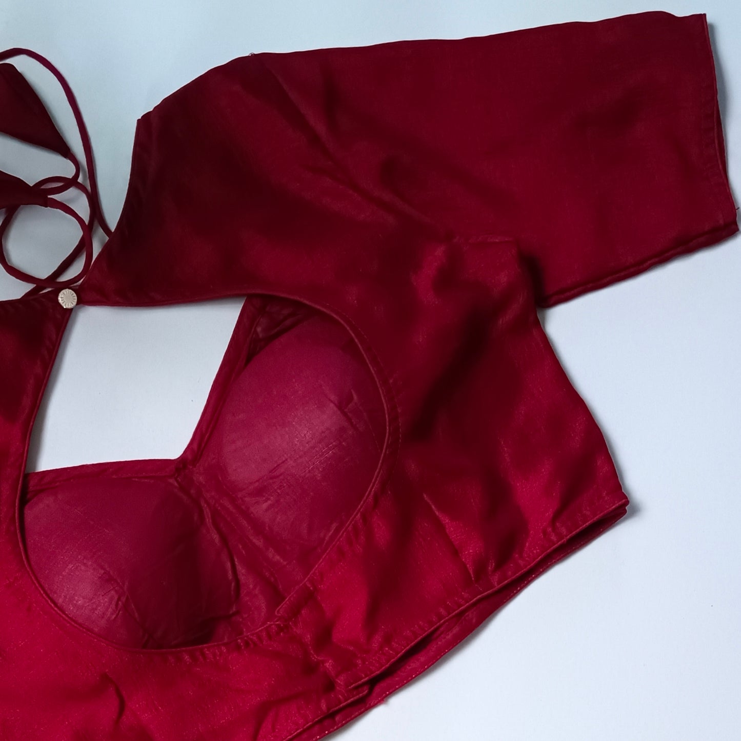 Maroon Masaba Neck Plain Blouse
