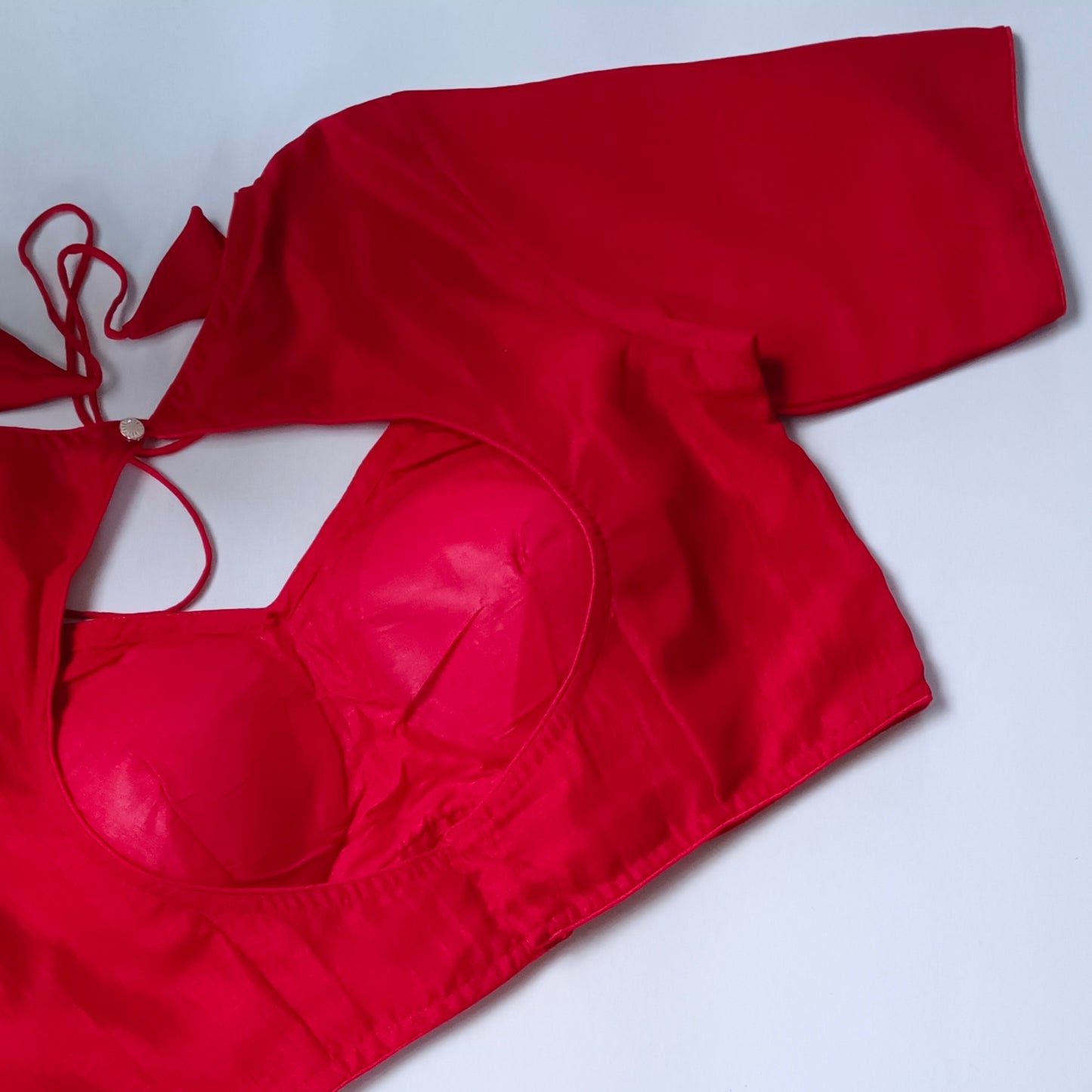 Cherry Red Masaba Neck Plain Blouse