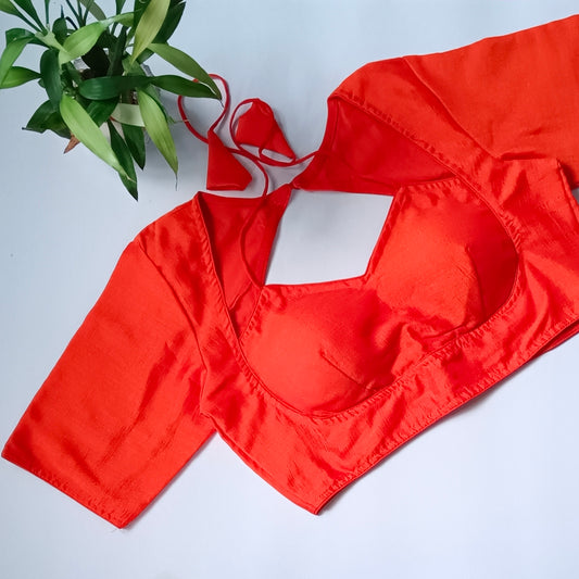 Orange Masaba Neck Plain Blouse