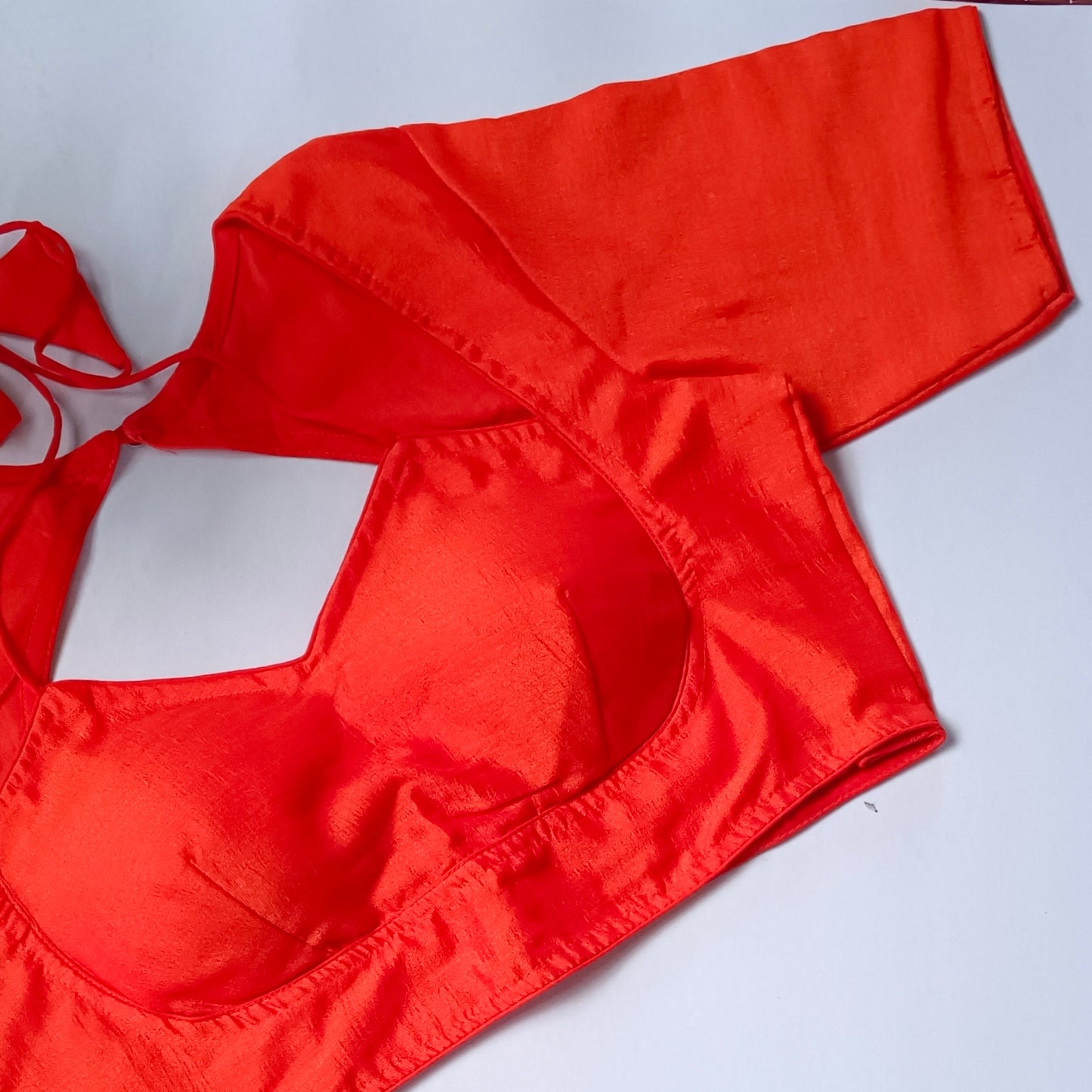 Orange Masaba Neck Plain Blouse