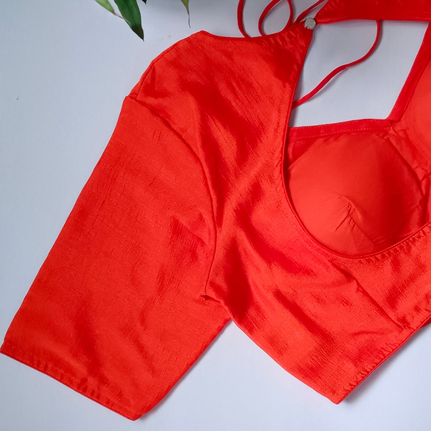 Orange Masaba Neck Plain Blouse