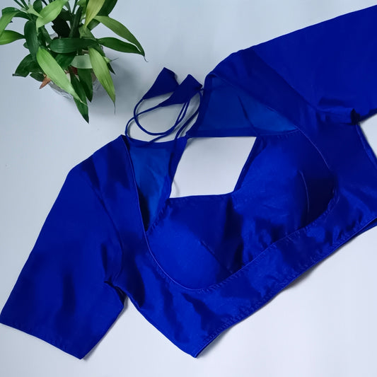 Royal Blue Masaba Neck Plain Blouse