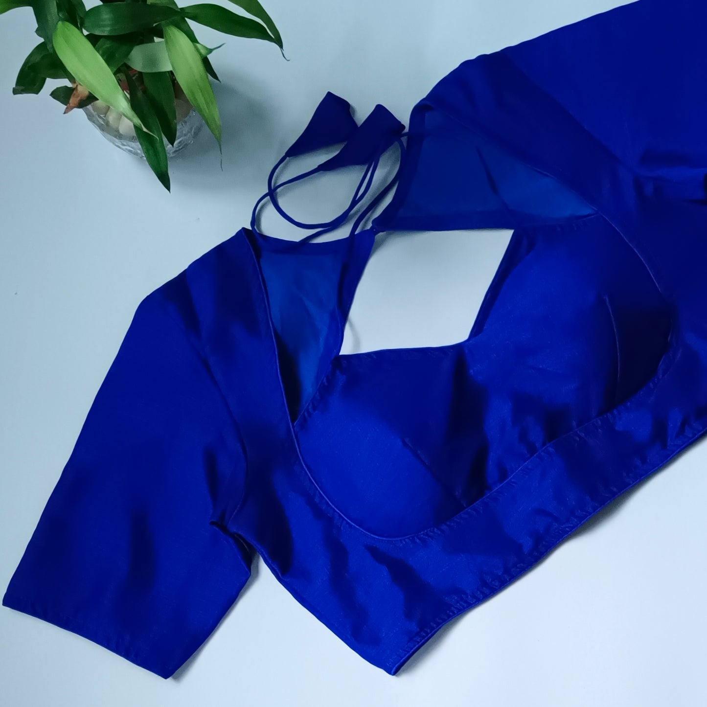 Royal Blue Masaba Neck Plain Blouse