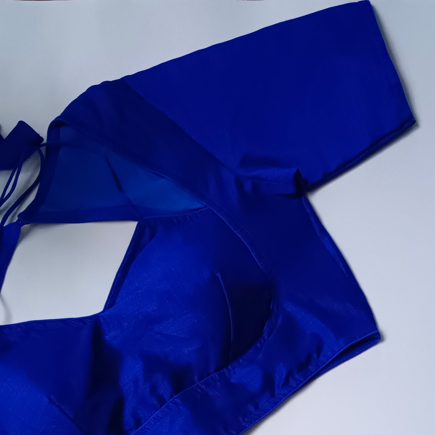 Royal Blue Masaba Neck Plain Blouse