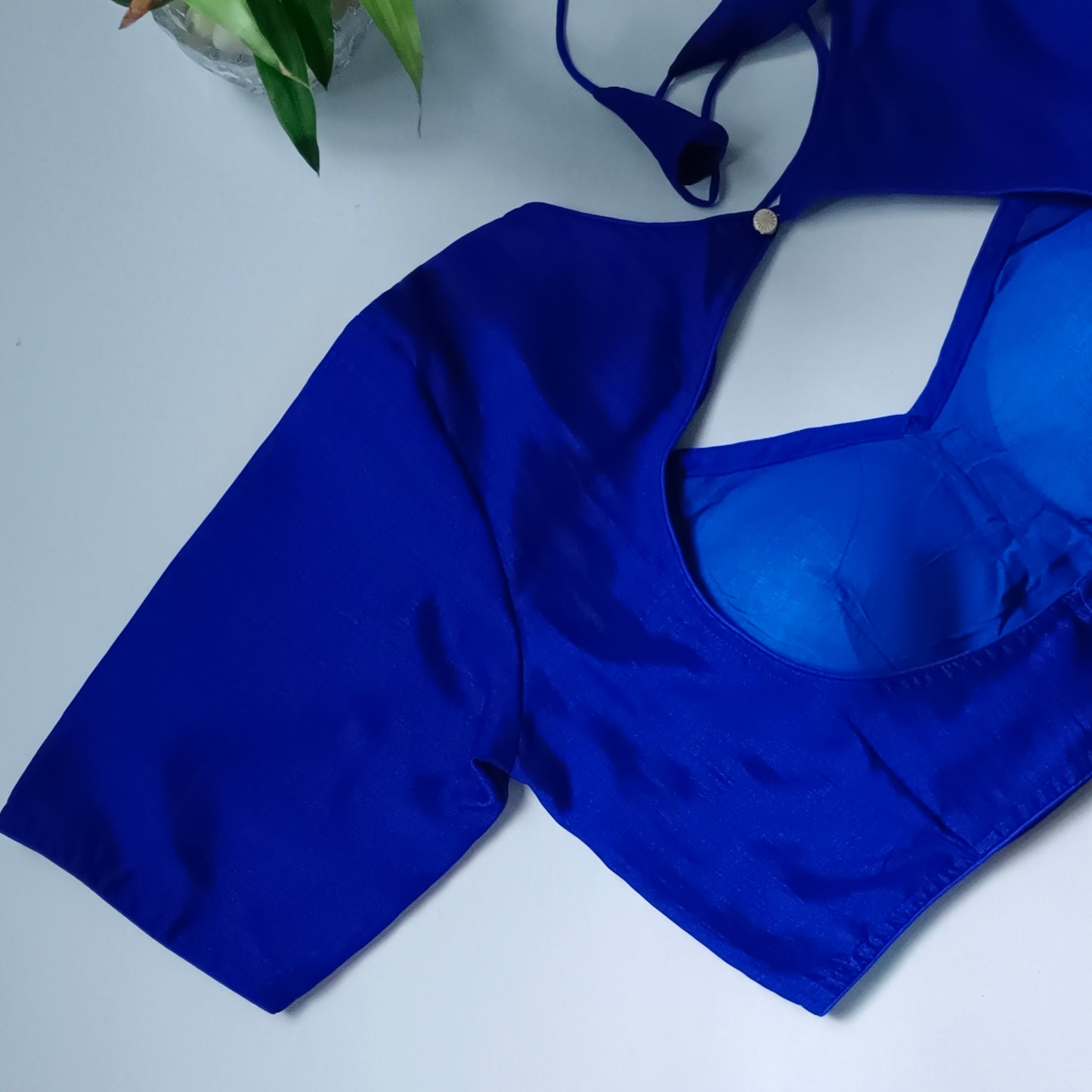 Royal Blue Masaba Neck Plain Blouse