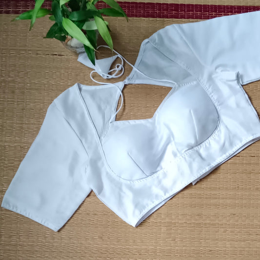 White Masaba Neck Plain Blouse