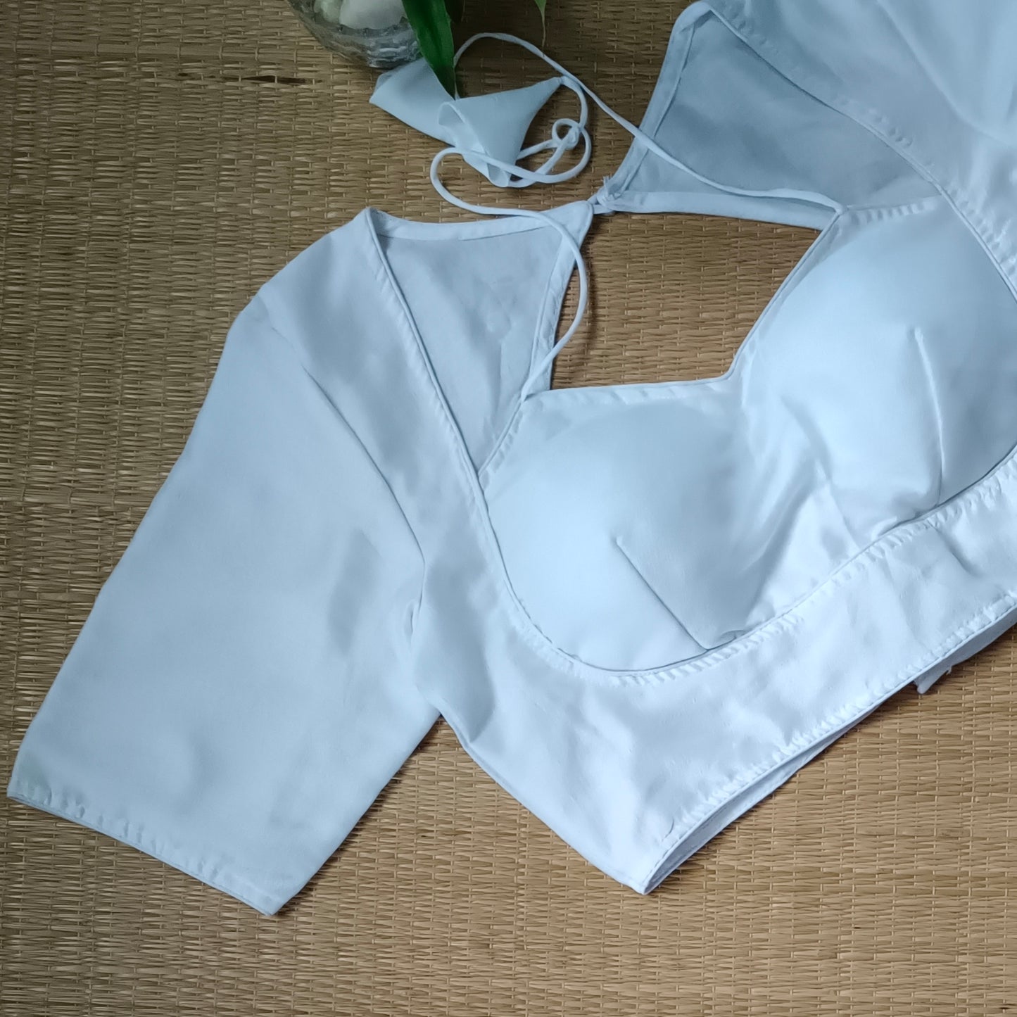 White Masaba Neck Plain Blouse