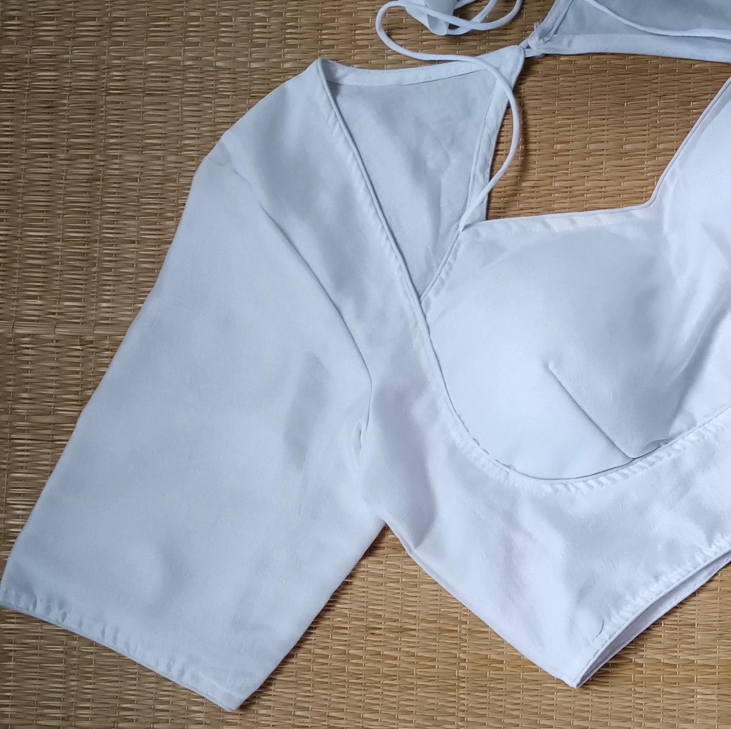 White Masaba Neck Plain Blouse