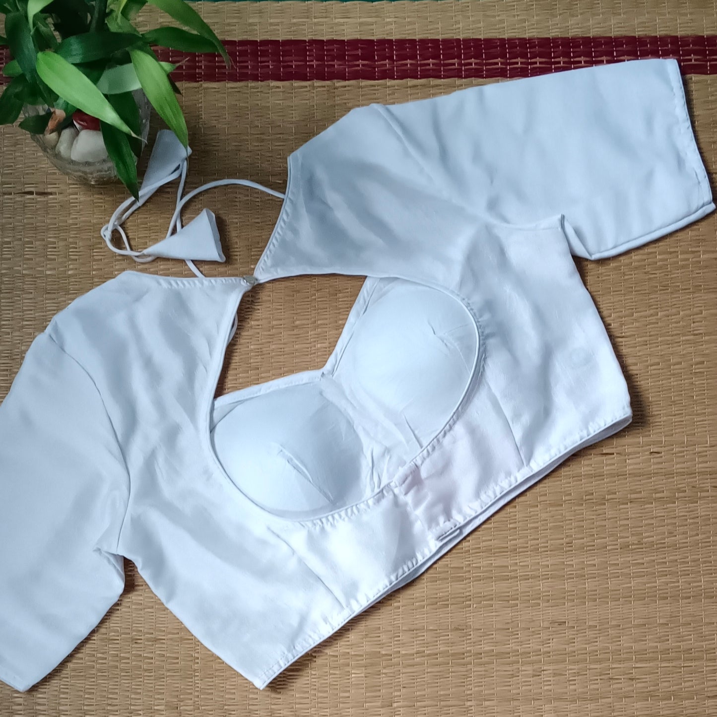White Masaba Neck Plain Blouse