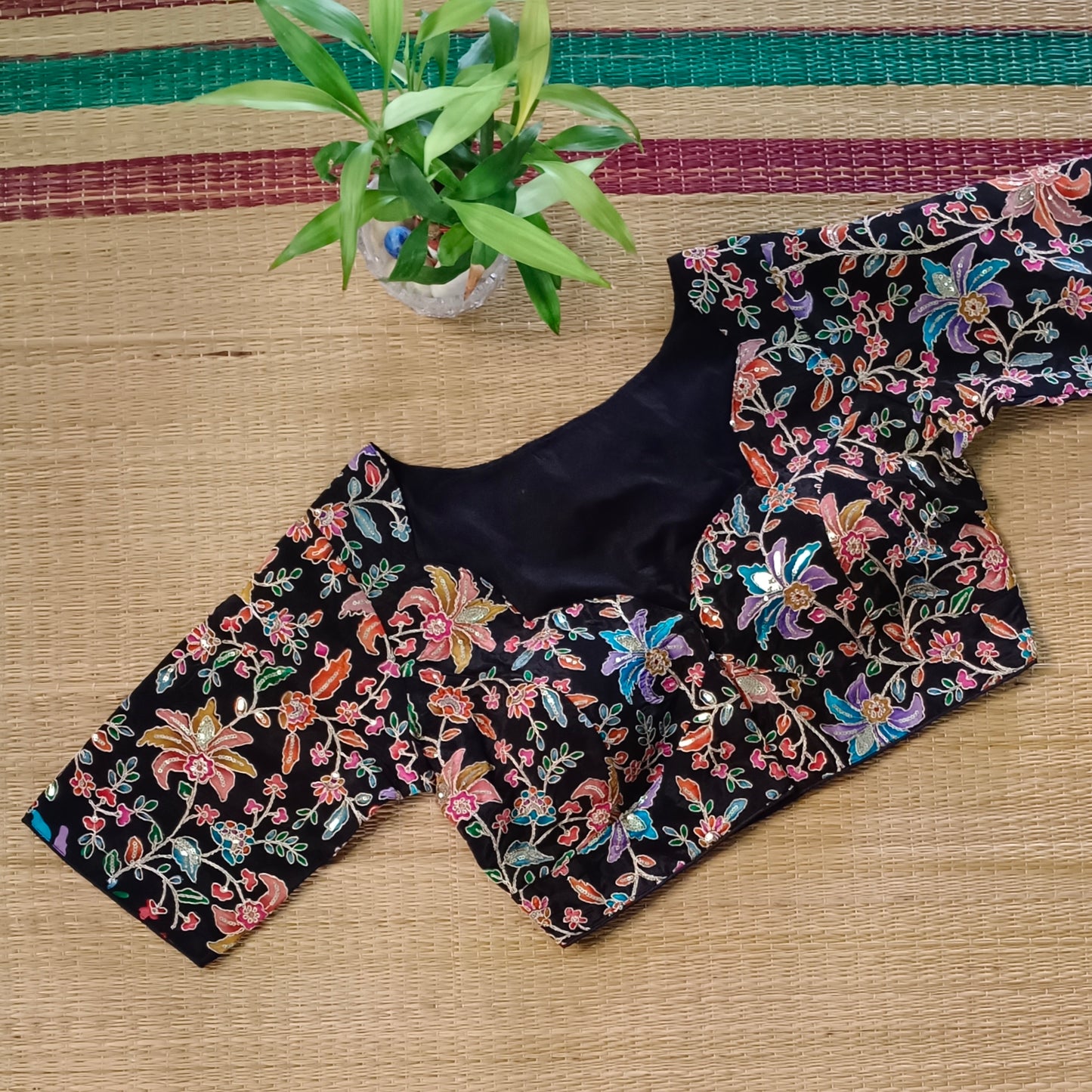 Black crepe code work blouse