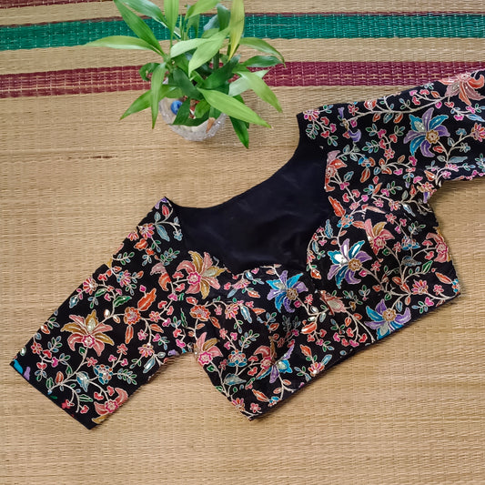 Black crepe code work blouse