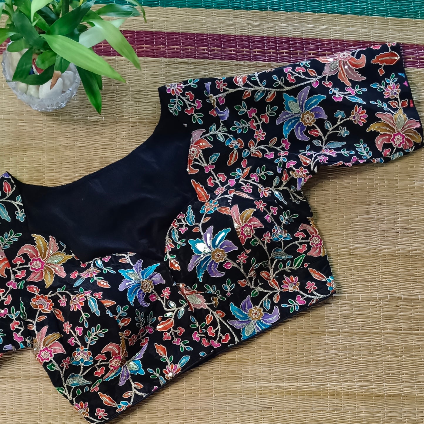 Black crepe code work blouse